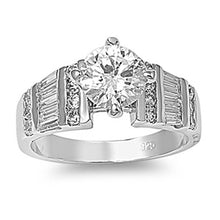 Load image into Gallery viewer, Sterling Silver Rhodium Plated Round Shaped Clear CZ RingAnd Center Stone Width 8mm