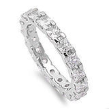 Sterling Silver Square Cut CZ Ring And Face Height 3mm