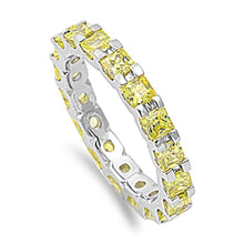Load image into Gallery viewer, Sterling Silver Yellow Square Cut CZ Ring and Face Height 3mm