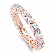 Load image into Gallery viewer, Sterling Silver Rose Gold Plated Square Cut CZ Ring and Face Height 3mm