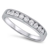 Sterling Silver Round Cut Shaped Clear CZ Ring, Face Height 4mmAnd Band Width 3mm