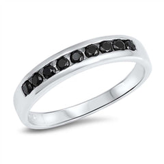 Sterling Silver Wedding Band Black CZ RingAnd Face Height 4mm