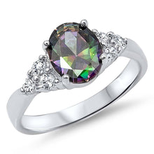 Load image into Gallery viewer, Sterling Silver Elegant Oval Cut Rainbow Topaz CZ with Face Height of 9MM