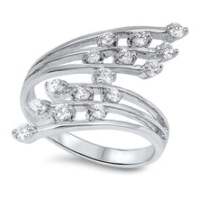 Load image into Gallery viewer, Sterling Silver Wings Shaped Clear CZ RingAnd Face Height 28mm
