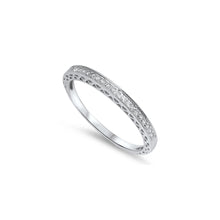 Load image into Gallery viewer, Sterling Silver Diamond Cut Round Shaped Clear CZ RingAnd Face Height 2mm