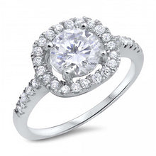 Load image into Gallery viewer, Sterling Silver Rhodium Plated Round Shaped Clear CZ RingAnd Face Height 8mmAnd Band Width 2mm