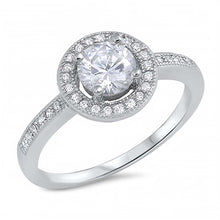 Load image into Gallery viewer, Sterling Silver Round Shaped Clear CZ RingAnd Face Height 6mmAnd Band Width 2mm