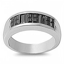 Load image into Gallery viewer, Sterling Silver Rhodium Plated Wedding Band Shaped Black CZ RingAnd Face Height 8mm