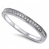 Sterling Silver Plain Wedding Band With Clear CZ RingAnd Band Width 2mm