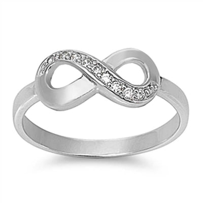 Sterling Silver Classy Infinity Ring with Multi CZ with Face Height of 7MM