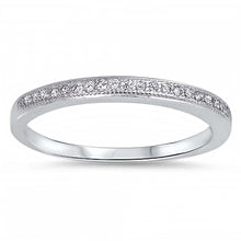 Load image into Gallery viewer, Sterling Silver Wedding Band Shaped Clear CZ RingAnd Band Width 2mm