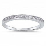 Sterling Silver Wedding Band Shaped Clear CZ RingAnd Band Width 2mm
