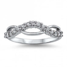 Load image into Gallery viewer, Sterling Silver Infinity Shaped Journey Clear CZ RingAnd Face Height 5mm