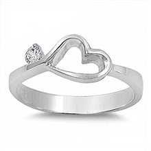 Load image into Gallery viewer, Sterling Silver Centered Heart with Small CZ on the Side with Face Height of 7 mm