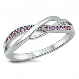Sterling Silver Infinity Shaped Clear CZ Ring With Pink StonesAnd Face Height 5mm