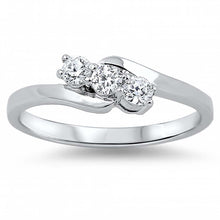 Load image into Gallery viewer, Sterling Silver Three Round Cut Clear Czs Bypass Band Ring with Face Height of 5MM