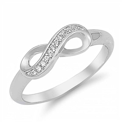 Sterling Silver Classy Infinity Ring with Multi CZ with Face Height of 6MM