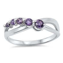 Load image into Gallery viewer, Sterling Silver Fancy Infinity Design with Amethyst CZ Journey Ring, Face Height of 5MM