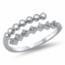 Load image into Gallery viewer, Sterling Silver Stylish Multi-Diamond Prong Shaped with Clear Czs Bypass Band RingAnd Face Height of 4MM