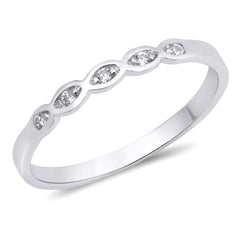 Sterling Silver Infinity Band Ring with Clear Czs InlaidAnd Face Height of 3MM