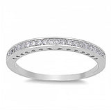 Sterling Silver Round Wedding Band Shaped Clear CZ RingAnd Face Height 2mm