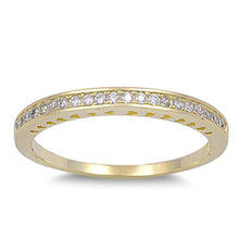 Load image into Gallery viewer, Sterling Silver Yellow Gold Classy Eternity Band Ring with Clear Simulated Crystals on Channel SettingAnd Band Width 2 MM