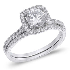 Sterling Silver Sphere Shaped Cubic Zirconia Wedding RingAnd Width Of Two Rings 1.8mm