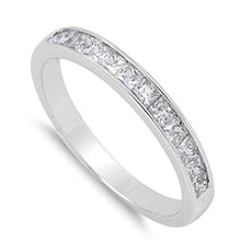 Load image into Gallery viewer, Sterling Silver Eternity Band Ring with Clear Simulated Crystals on Channel Setting, Band Width 3 MM