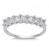 Sterling Silver Squares Shaped Clear CZ RingAnd Face Height 4mm