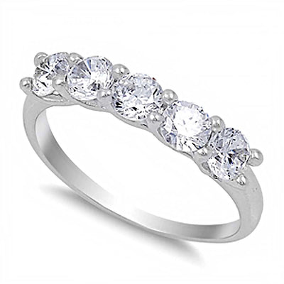 Sterling Silver Stylish Solitaire Prongs Set with 4 Round Clear Czs RingAnd Face Heigth of 4MM