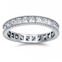 Sterling Silver Round Shaped Clear CZ RingsAnd Face Height 3mm