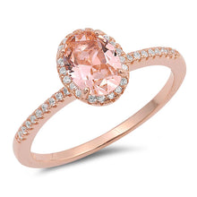 Load image into Gallery viewer, Sterling Silver Oval Shaped Pink Morganite CZ Rings, Face Height 10mm
