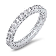 Load image into Gallery viewer, Sterling Silver Circle Wedding Band Clear CZ RingAnd Face Height 3mm
