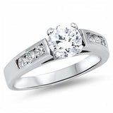 Sterling Silver Round Clear CZ RingAnd Face Height 6mm