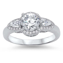 Load image into Gallery viewer, Sterling Silver Vintage Style Halo Clear Cz with Round Clear Cz Center RingAnd Face Height of 10MM