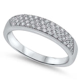 Sterling Silver Modish Micro Pave Clear Cz Ring with Face Height of 4MM