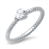Sterling Silver Classy Pearshape Cut Clear Cz Twisted Band Ring with Face Height of 5MM