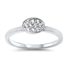 Load image into Gallery viewer, Sterling Silver Oval Shaped Design Inlaid with Micro Paved Clear Czs RingAnd Face Height of 6MM