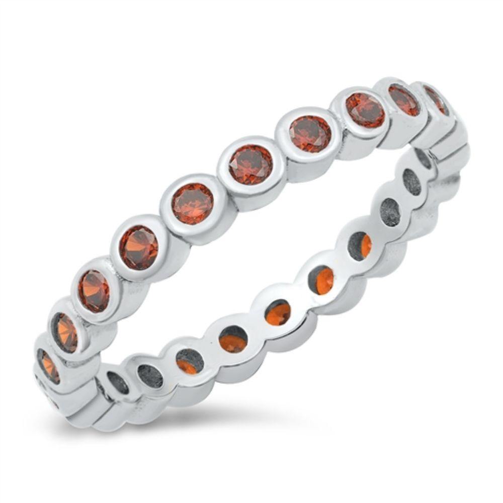 Sterling Silver Garnet CZ Ring