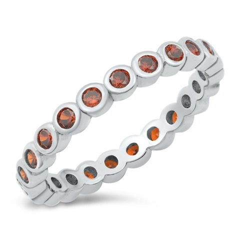 Sterling Silver Garnet CZ Ring