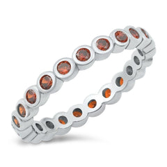 Sterling Silver Garnet CZ Ring