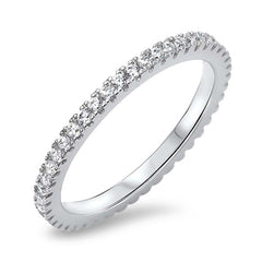 Sterling Silver Eternity Band Ring Set with Clear CzsAnd Band Width of 3MM