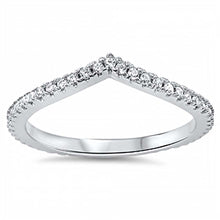 Load image into Gallery viewer, Sterling Silver Fancy Chevron Stackable Band Ring Set with Clear Cz StoneAnd Face Height of 4MM