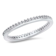Load image into Gallery viewer, Sterling Silver Classy Stackable Band Ring Set with Small Round Cut Clear CzsAnd Band Width of 2MM