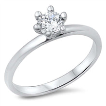Load image into Gallery viewer, Sterling Silver Classy Solitaire 6 Prongs Set with Round Cut Clear Cz Ring, Face Height of 7MM