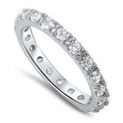 Sterling Silver Eternity Band Ring Set with Clear Czs, Band Width of 4MM