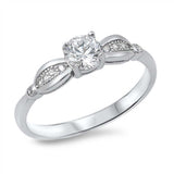 Sterling Silver Classy Bow Shaped Design with Centered Round Cut Clear Cz RingAnd Face Height of 6MM