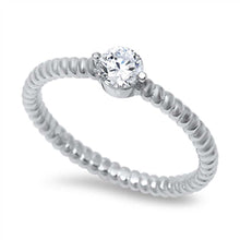 Load image into Gallery viewer, Sterling Silver Classy Round Cut Clear Cz Twisted Band Ring with Face Height of 5MM