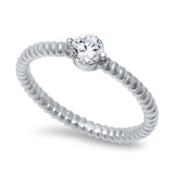 Sterling Silver Classy Round Cut Clear Cz Twisted Band Ring with Face Height of 5MM
