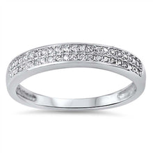 Load image into Gallery viewer, Sterling Silver Double Row Set with Micro Paved Clear Czs Eternity Band RingAnd Band Width of 3MM